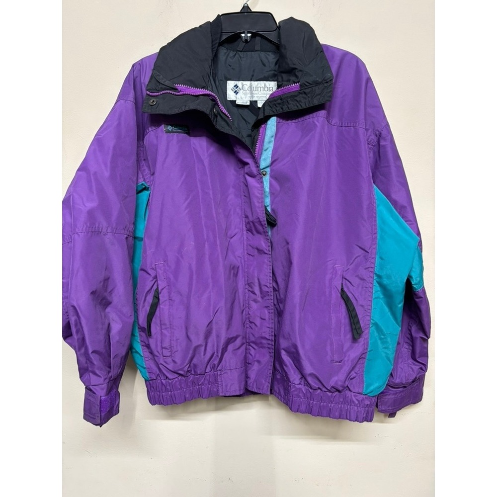 Vintage Columbia Women's L Purple Teal‎ Colorblock Jacket Radial Sleeve
